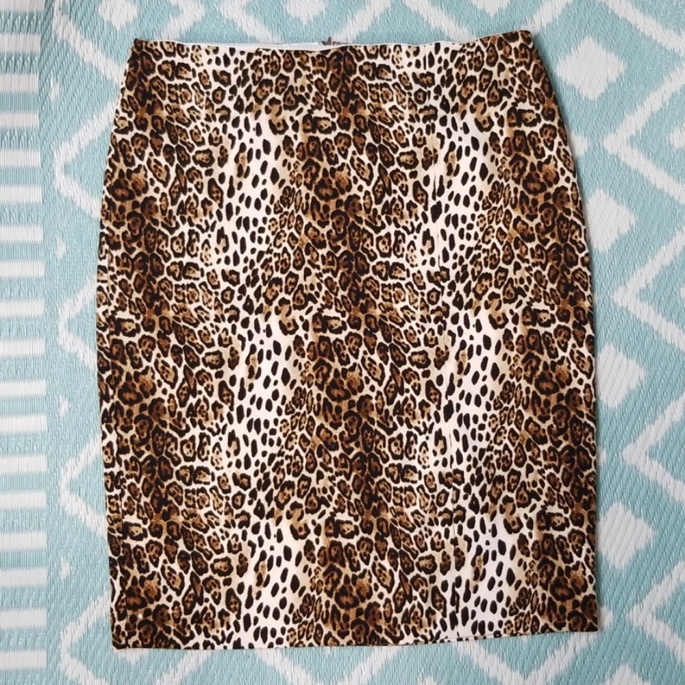 Leopard Print Pencil Skirt - Brown/Black